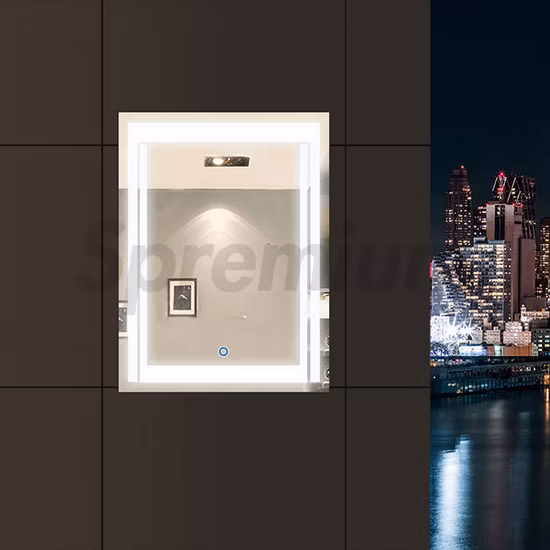 Luz decorativa prateada de parede LED espelho de vidro laminado para banheiro